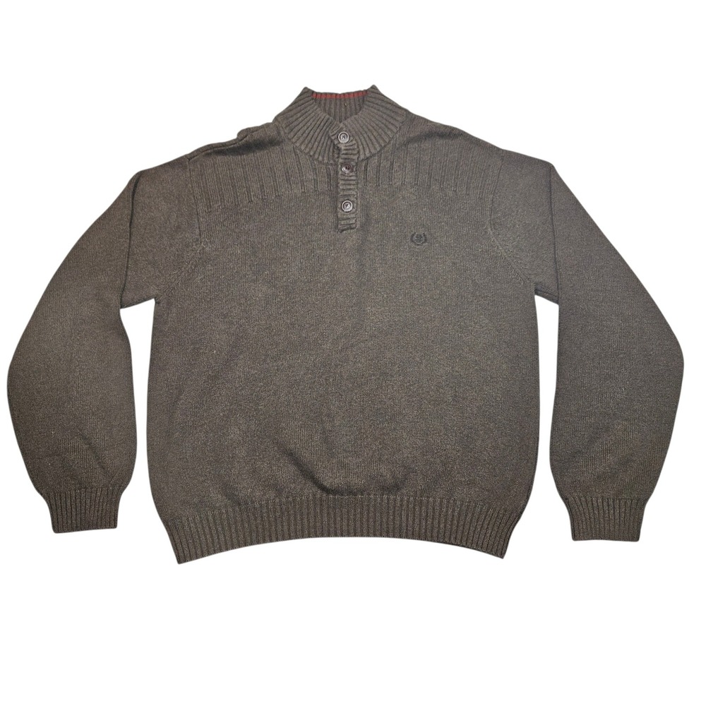 Izod F2011 Mock Neck Button Sweater Brown Sz XXL
